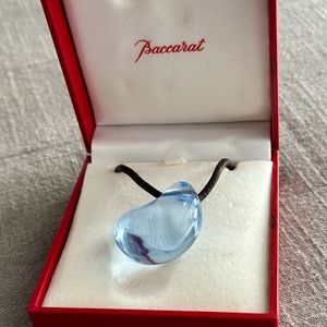 BACCARAT Crystal Galet Wave Pendant Necklace